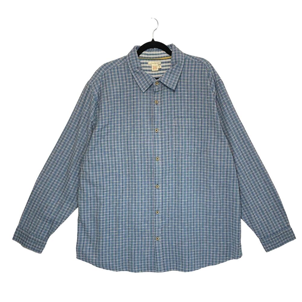Carbon2Cobalt Textured Check Plaid Button Up Shirt Mens Sz XL Blue Everyday Cool